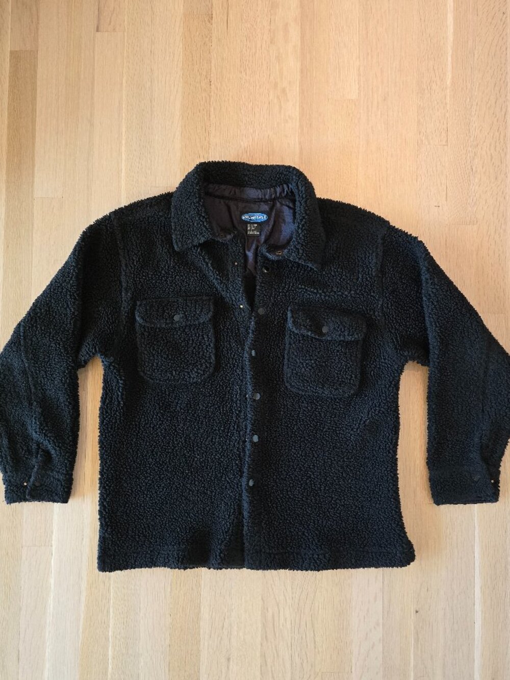 Wear First Men's Large Black Sherpa Fleece Button Down Shirt Jacket